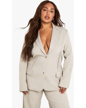 Boohoo Plus Tailored Boyfriend Blazer - White