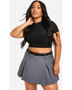 Boohoo Plus Contrast Waistband Skort - Black