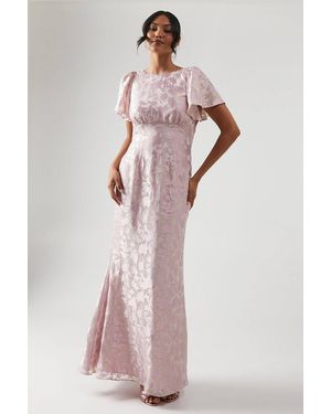 Coast Cowl Back Satin Burnout Bridesmaid Dress - Pink