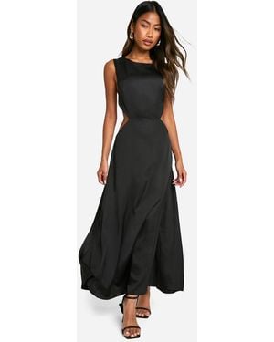 Boohoo Satin Cut Out Midaxi Dress - Black