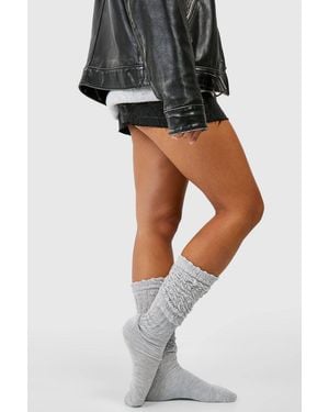 Boohoo Single Knitted Slouchy Socks - Black