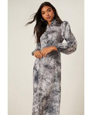 Dorothy Perkins Petite Twist Neck Print Midi Dress - Multicolor