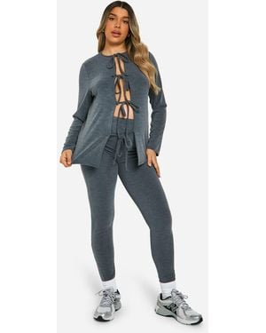 Boohoo Maternity Over The Bump Textured Rib Leggings - Blue