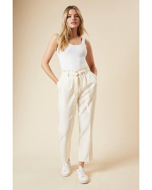 Dorothy Perkins Belted Paperbag Tapered Trouser - Natural