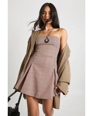 Boohoo Check Bandeau Tailored Mini Dress - Multicolor