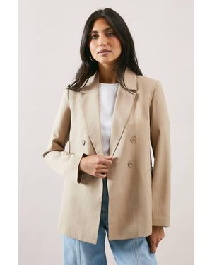 Wallis Double Breasted Collared Blazer - Natural