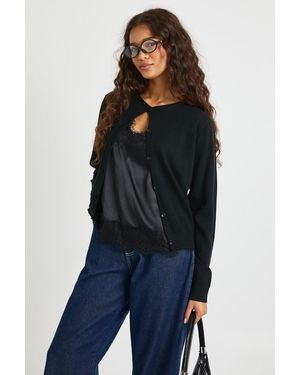 Boohoo Super Soft Lightweight Knitted Crew Neck Cardigan - Blue