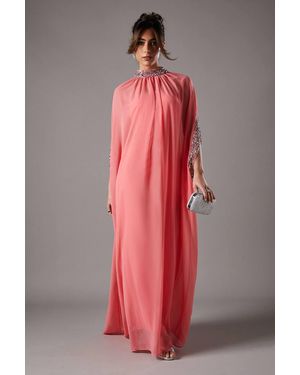 Coast Chiffon Cape Style Sequin Maxi Dress - Red