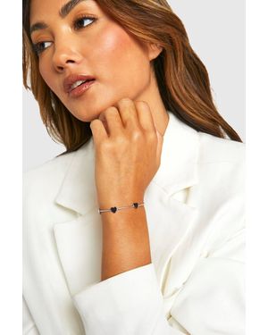 Boohoo Polished Station Heart Toggle Bracelet - White
