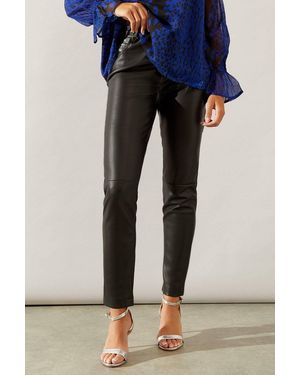 Wallis Faux Leather Jeans - Blue