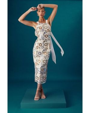 Coast Muse Floral Embellished Midi Dress - Green