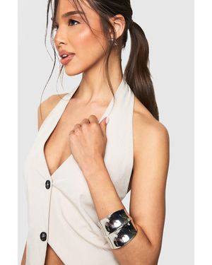 Boohoo Brazalete Plateado Oversize - Gris