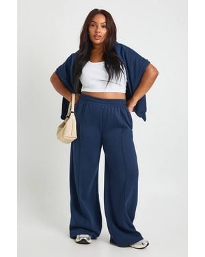 Boohoo Plus Core Basic Pintuck Detail Straight Leg Jogger - Blue