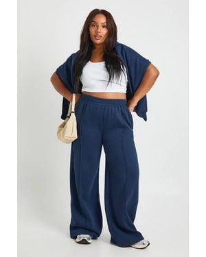 Boohoo Plus Core Basic Pintuck Detail Straight Leg Jogger - Blue