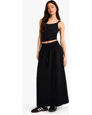 Boohoo Tall Cheesecloth Maxi Skirt - Black