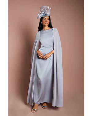 Coast Sleeveless Crepe Maxi Dress With Chiffon Cape - Blue