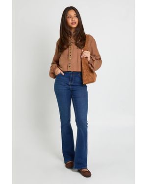 Boohoo Mid Waist Y2K Bootcut Jean - Blue