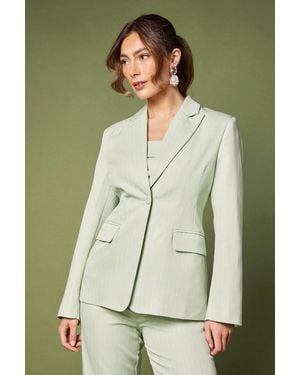 Coast Pinstripe Single Breasted Blazer - Green