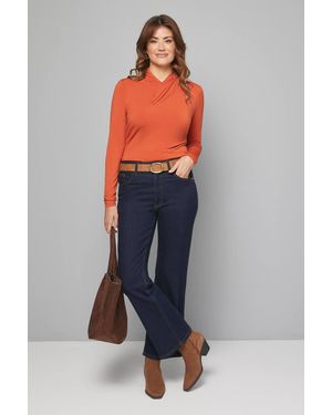 Wallis Wrap Neck Jersey Top - Orange