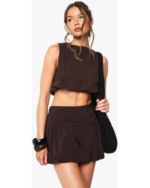Boohoo Bengaline Bubble Puffball Mini Skirt - Black