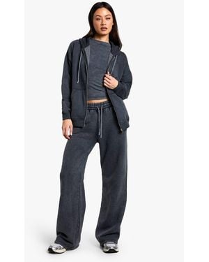 Boohoo Tall Acid Wash Zip Through 3 Piece Tracksuit - Blue