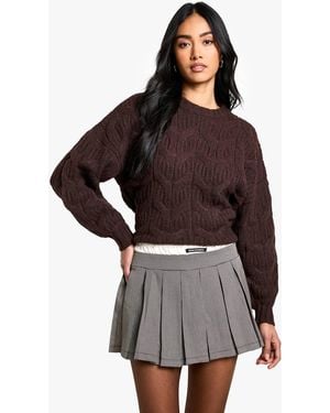 DSGN Studio Dsgn Studio Satin Waistband Flannel Mini Tennis Skirt - Brown