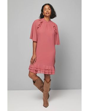 Wallis Ruffle Hem Shift Dress - Red