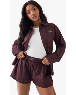 Boohoo Dsgn Studio Cotton Poplin Lounge Short - Purple