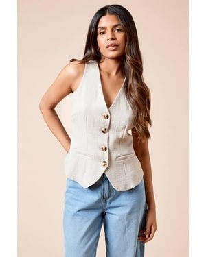 Dorothy Perkins Petite Tailored Halter Neck Top - Blue