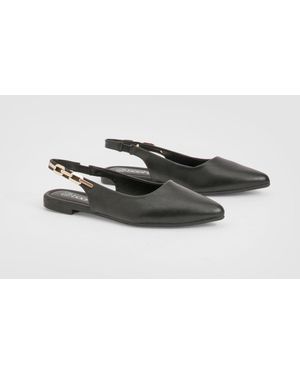 Boohoo Chain Sling Back Pointed Flats - Grey