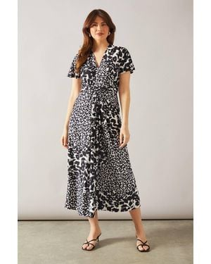 Wallis Floral Mix Waist Detail Midi Dress - Multicolor