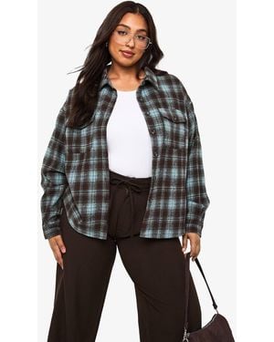 Boohoo Plus Oversized Flannel Shirt - Black