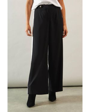 Wallis Side Stripe Wide Leg Pants - Black