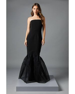 Coast Strapless Fitted Maxi Dress With Tulle Fishtail Hem - Black