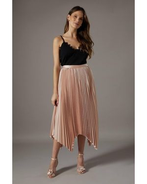 Coast Pleated Satin Skirt - Brown