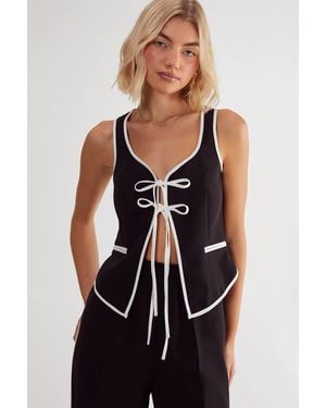 Nasty Gal Tailored Contrast Piped Tank - Black