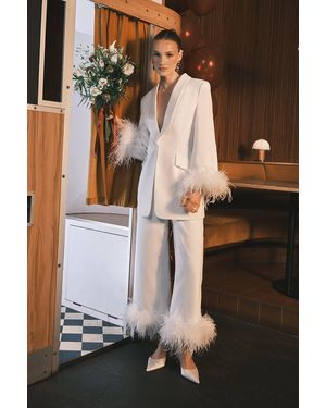 Coast Feather Trim Cropped Trouser - Black