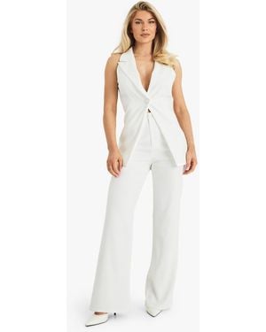 Boohoo Tailored Occasion Straight Leg Trouser - White