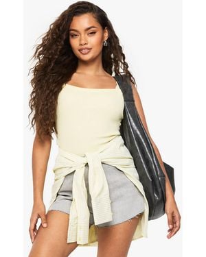 Boohoo Basics Thick Binding Rib Vest Top - White