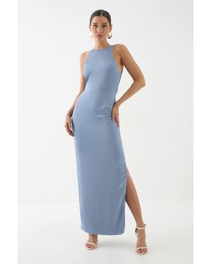 MissPap Premium Satin Racer Open Back Bridesmaid Dress - Gray
