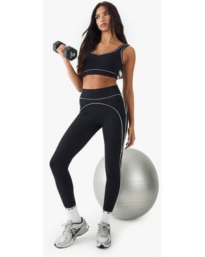 DSGN Studio Ultra Sculpt Contrast Piping Sports Legging - Black
