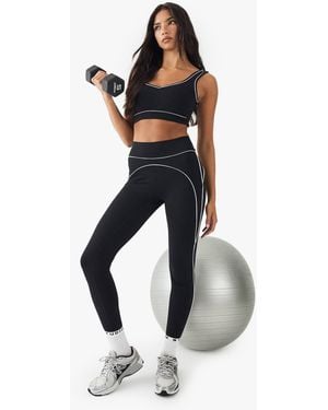 DSGN Studio Ultra Sculpt Contrast Piping Sports Legging - Black