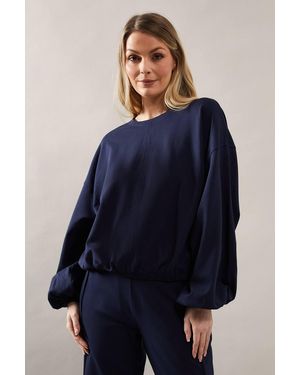 Wallis Bubble Hem Jersey Top Co-Ord - Blue