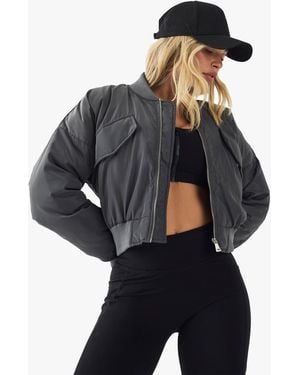 DSGN Studio Balloon Sleeve Oversized Bomber Jacket - Gray