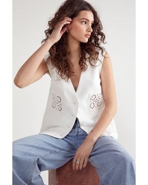 Nasty Gal Crochet Insert Tailored Tank - White