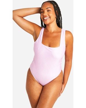 Pink gingham one piece swimsuit outlet
