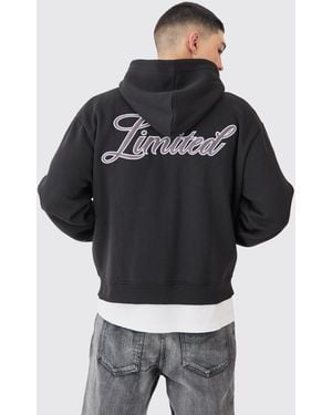 BoohooMAN Kastiger Limited Hoodie mit Reißverschluss - Schwarz