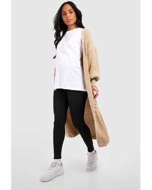 Boohoo Maternity Ribbed Over Bump Leggings - White
