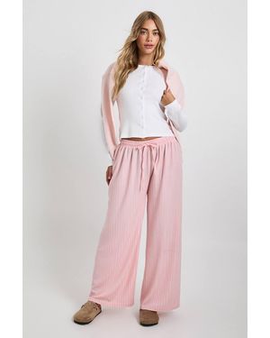 Boohoo Textured Wide Leg Trouser - Pink