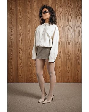 Boohoo Herringbone Wool Look Mini Skirt - Brown